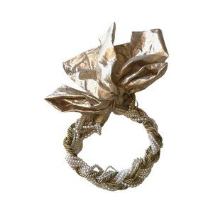 Vintage 1980s Gold and White Pearl Tie Sash Belt